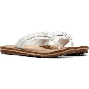 Clarks Women Fenner Nerice Flat Thong Flip Flops Size US 9M Off White Leather
